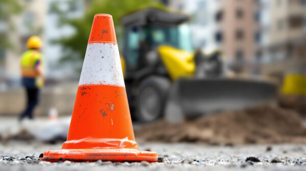 Leitkegel vor einer Arbeitsstelle